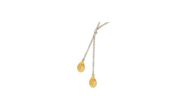 14K Yellow Twin Briolette Citrine Lariat Necklace