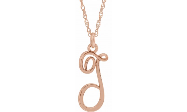 14K Rose Script Initial T 16-18 Necklace