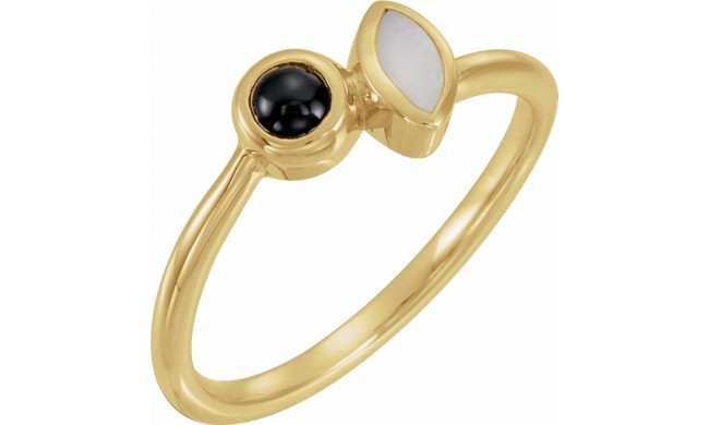 14K Yellow Opal & Onyx Ring