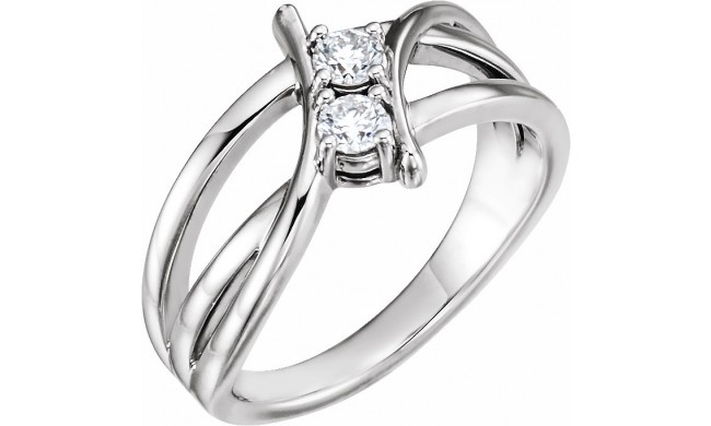 14K White 1/4 CTW Diamond Two-Stone Ring