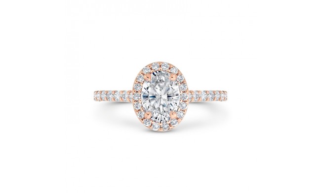 Shah Luxury 14K Rose Gold Oval Cut Diamond Halo Engagement Ring (Semi-Mount)