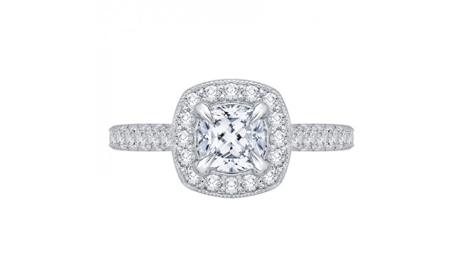 Shah Luxury 14K White Gold Cushion Diamond Halo Engagement Ring with Euro Shank (Semi-Mount)