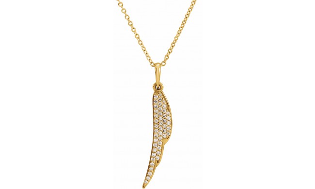 14K Yellow 1/5 CTW Diamond Feather 16-18 Necklace