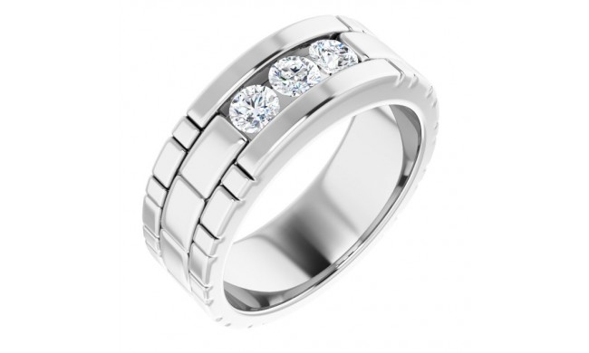 14K White 5/8 CTW Diamond Men's Ring