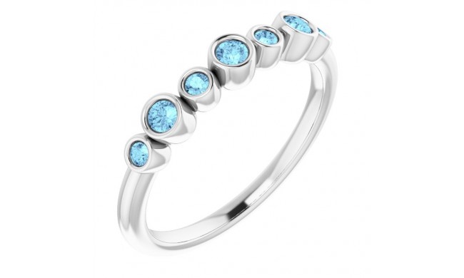 14K White Aquamarine Bezel-Set Ring