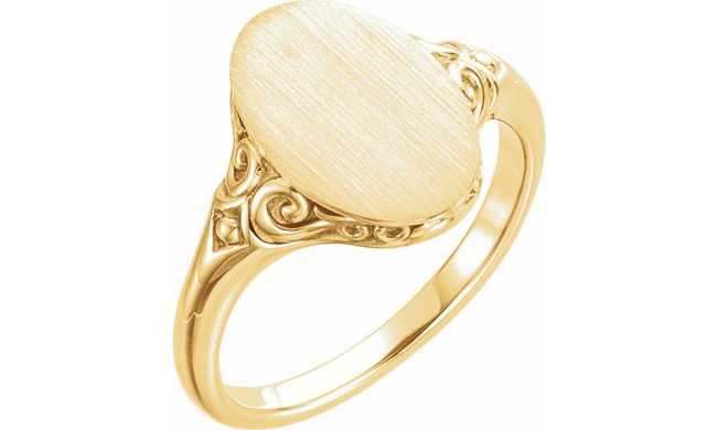 14K Yellow 13x9 mm Oval Signet Ring