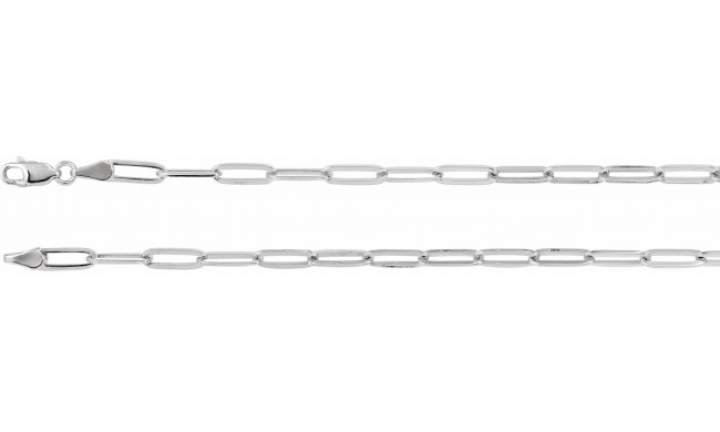 14K White 3.85 mm Elongated Flat Link 7 Chain