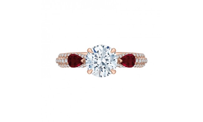 Shah Luxury 14K Rose Gold Round Diamond and Ruby Engagement Ring (Semi-Mount)