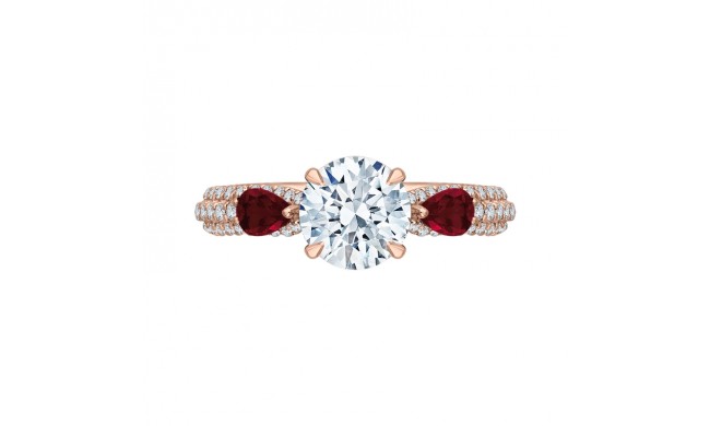 Shah Luxury 14K Rose Gold Round Diamond and Ruby Engagement Ring (Semi-Mount)
