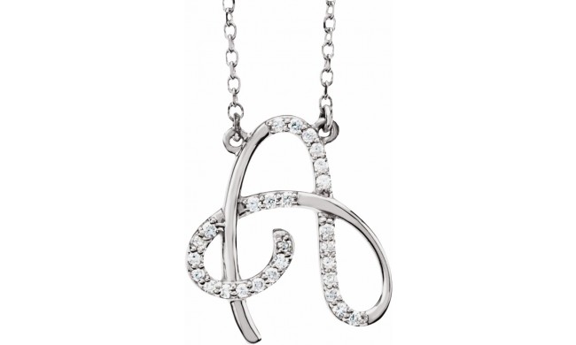 14K White 1/10 CTW Diamond Initial A 16 Necklace