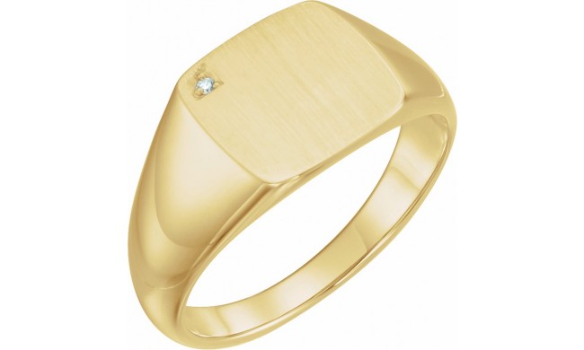 14K Yellow .0075 CT Diamond 12 mm Square Signet Ring