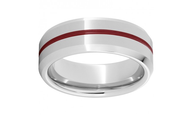 Serinium Beveled Edge Band with Red Inlay