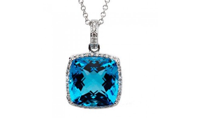14K White Swiss Blue Topaz & 1/4 CTW Diamond 18 Necklace