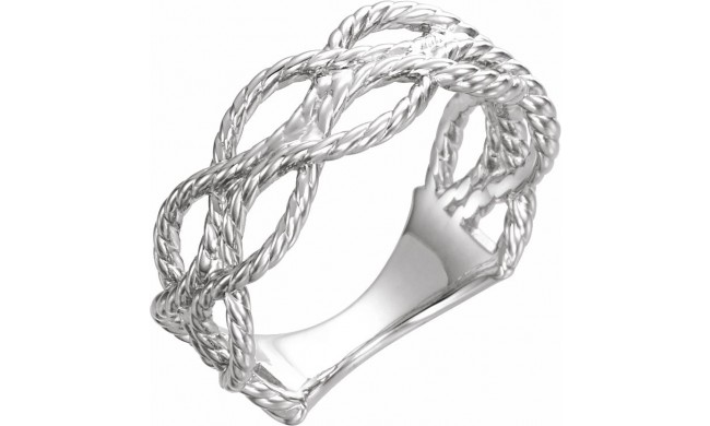 14K White Rope Ring