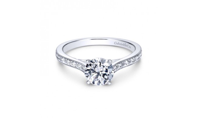 Gabriel & Co. 14k White Gold Victorian Straight Engagement Ring