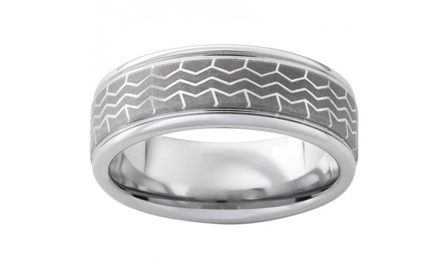 Serinium Rounded Edge Band with Tire Laser Engraving