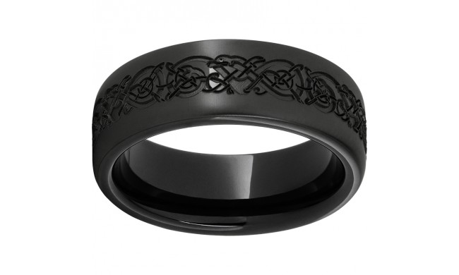 Black Diamond Ceramic Pipe Cut Band with Norseman Laser Engraving