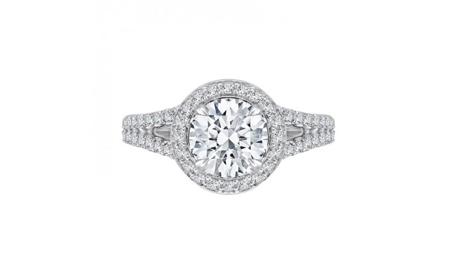 Shah Luxury 14K White Gold Round Halo Diamond Engagement Ring with Split Shank (Semi-Mount)