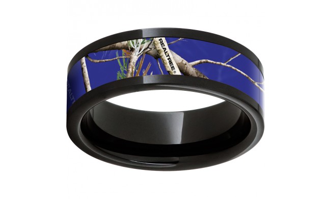 Black Diamond Ceramic Pipe Cut Band with Realtree AP Royal Blue Inlay