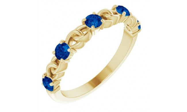 14K Yellow Blue Sapphire Stackable Link Ring