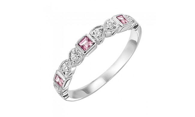 Gems One 14Kt White Gold Diamond (1/10Ctw) & Syn Alexandrite (1/6 Ctw) Ring