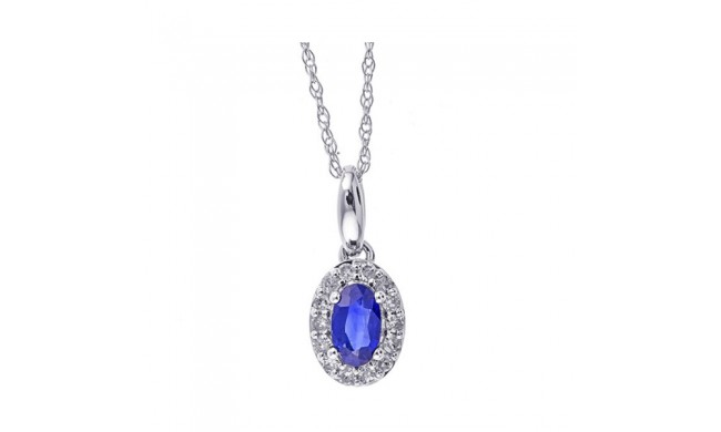 Gems One 10Kt White Gold Diamond (1/10Ctw) & Sapphire (1/3 Ctw) Pendant