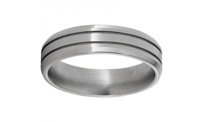 Titanium Beveled Edge Band with Two .5mm Grooves and Polish Finish