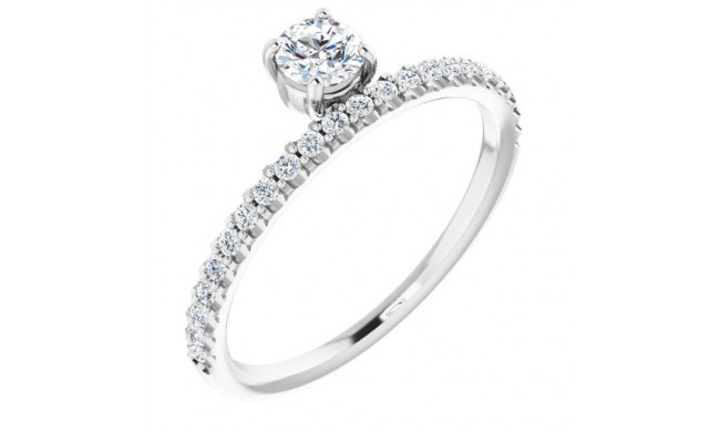 14K White 1/2 CTW Diamond Asymmetrical Stackable Ring