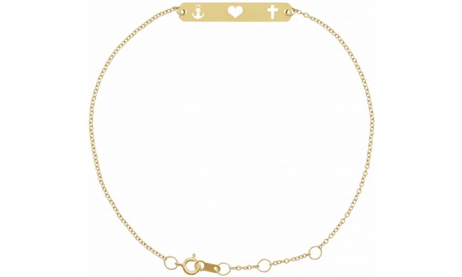 14K Yellow Faith, Love, Hope Bar 6 1/2-7 1/2 Bracelet