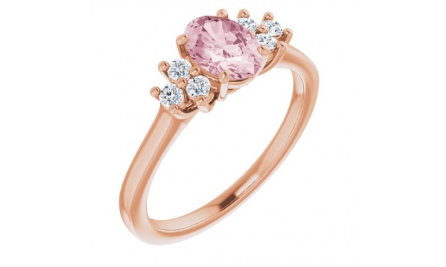 14K Rose Morganite & 1/5 CTW Diamond Ring