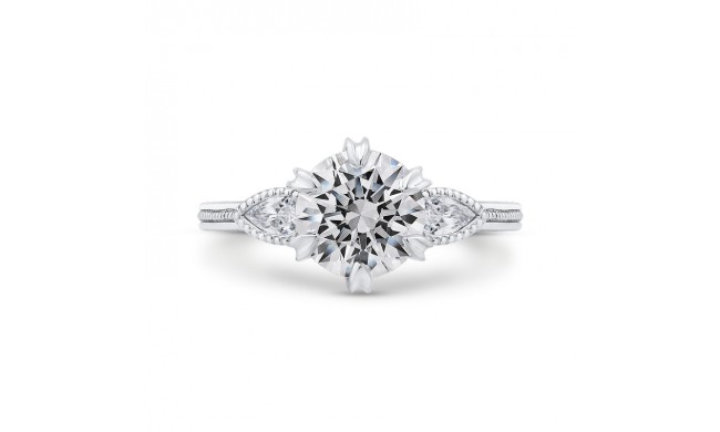 Shah Luxury 14K White Gold Round Cut Diamond Engagement Ring (Semi-Mount)