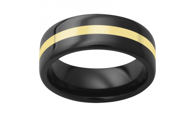 Black Diamond Ceramic Pipe Cut Band with 2mm 18K Yellow Gold Inlay