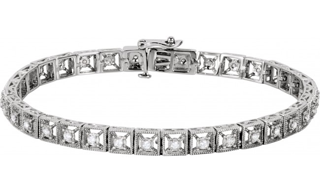 14K White 1/2 CTW Diamond Fashion Tennis 7 Bracelet