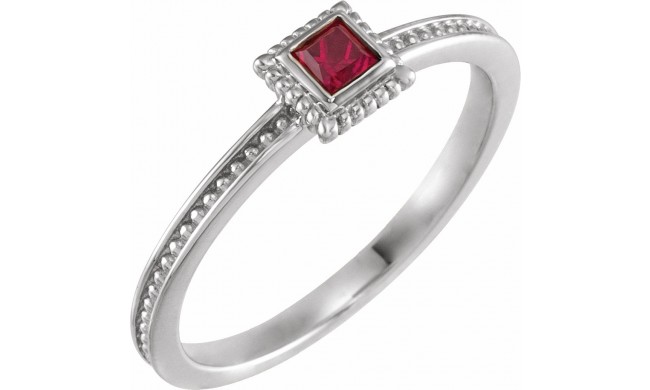 14K White Ruby Stackable Family Ring
