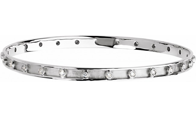 14K White 3/4 CTW Diamond Bangle 7 1/4 Bracelet