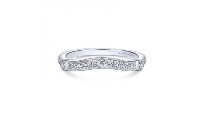 Gabriel & Co. 14k White Gold Victorian Curved Wedding Band