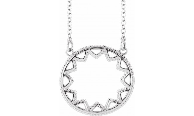 14K White Milgrain Sun 16-18 Necklace