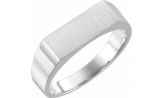 14K White 15x6 mm Rectangle Signet Ring