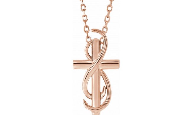 14K Rose Cross 16-18 Necklace