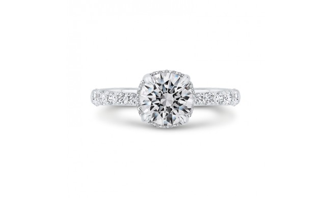 Shah Luxury 14K White Gold Round Cut Diamond Halo Engagement Ring (Semi-Mount)