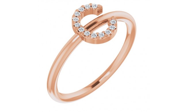 14K Rose .05 CTW Diamond Initial C Ring