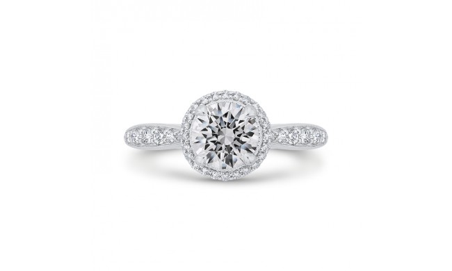 Shah Luxury 14K White Gold Round Cut Diamond Halo Engagement Ring (Semi-Mount)