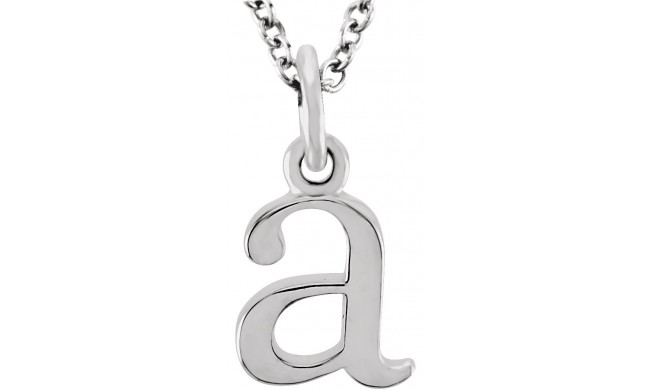 14K White Lowercase Initial a 16 Necklace