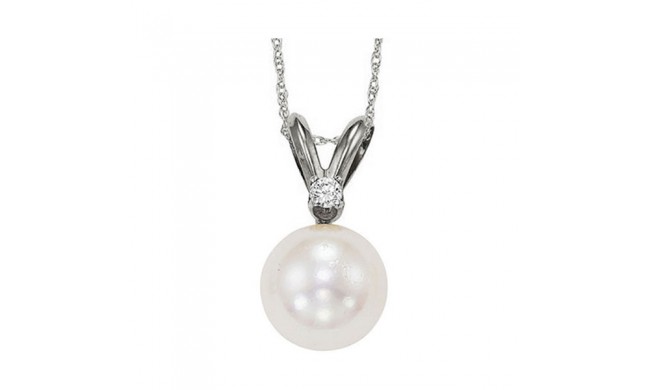 Gems One 14Kt White Gold Diamond (1/50Ctw) & Pearl (1/2 Ctw) Pendant