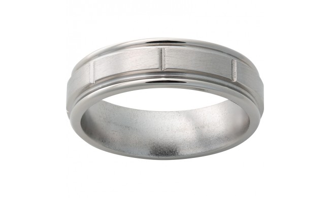 Titanium Rounded Edge Band with Vertical Grooves and Satin Finish