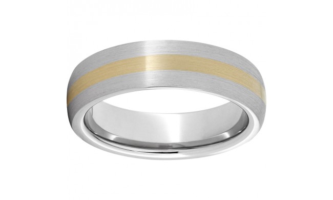 Serinium Domed Band with a 2mm 14K Yellow Gold Inlay