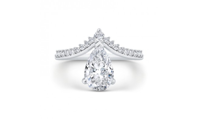 Shah Luxury 14K White Gold Pear Diamond Engagement Ring (With Center)