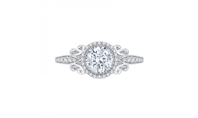 Shah Luxury 14K White Gold Round Diamond Halo Engagement Ring (Semi-Mount)