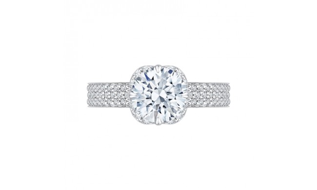 Shah Luxury 14K White Gold Round Diamond Engagement Ring (Semi-Mount)