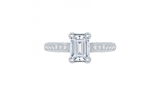 Shah Luxury 14K White Gold Emerald Diamond Engagement Ring (Semi-Mount)